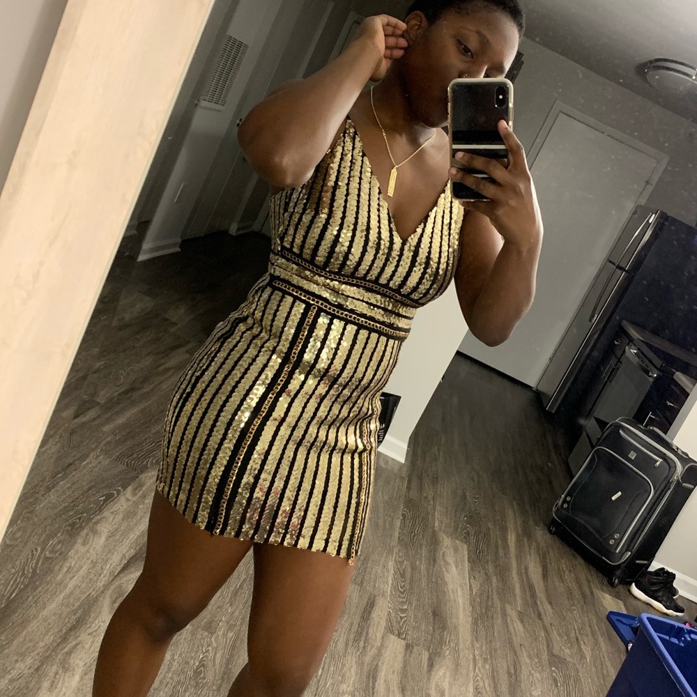 Gold Sequin Mini Dress